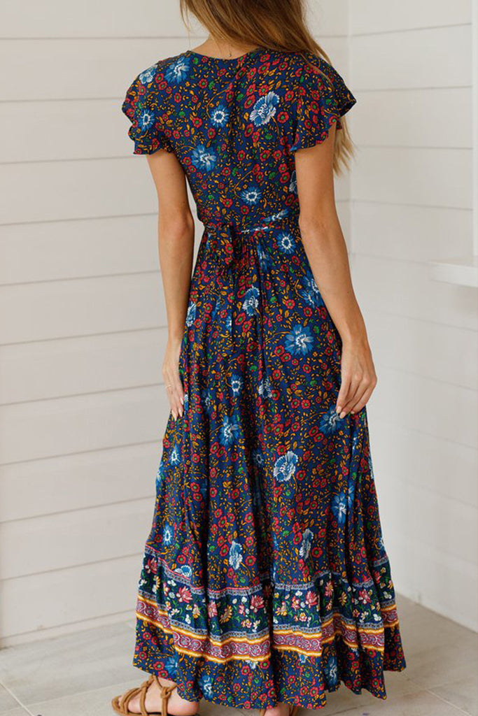Women's Boho V-neck Long Maxi Dress