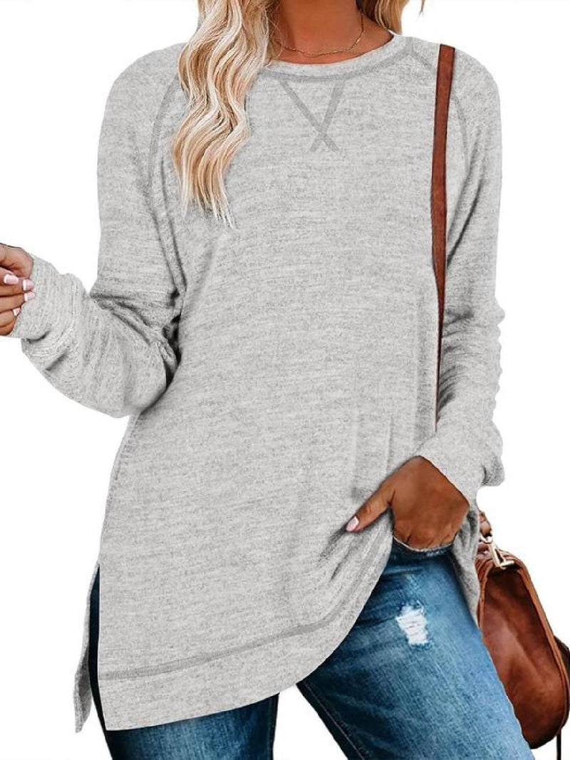 ✨Women Fall Side slit Long Sleeve Shirts Tunic Tops